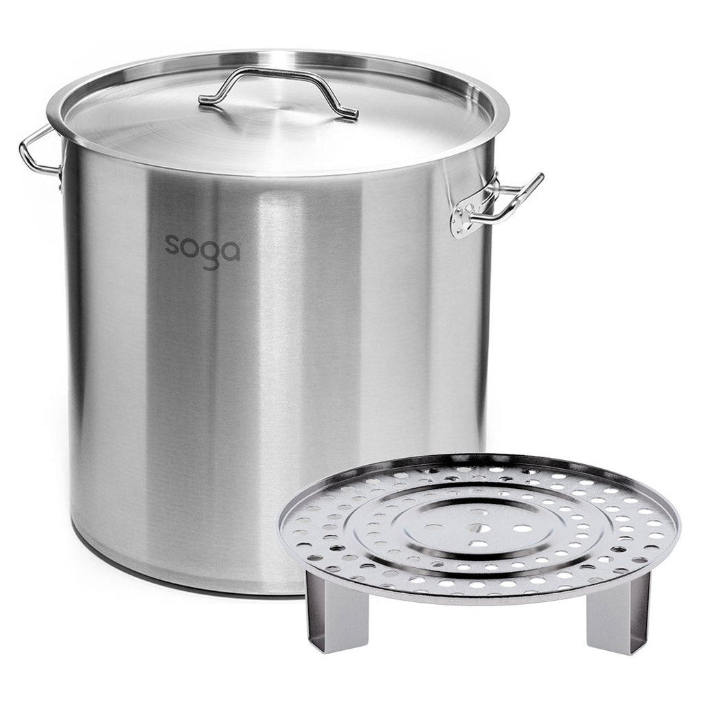 SOGA 50L Stainless Steel Stock Pot with One Steamer Rack Insert Stockpot Tray $ 254.50