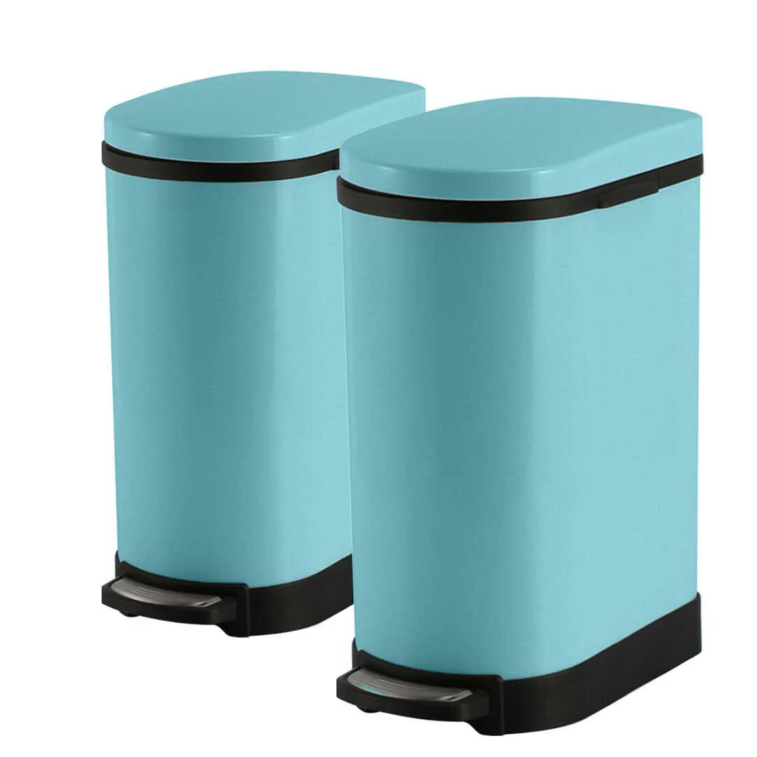 SOGA 2X Foot Pedal Stainless Steel Rubbish Recycling Garbage Waste Trash Bin U Blue 10L