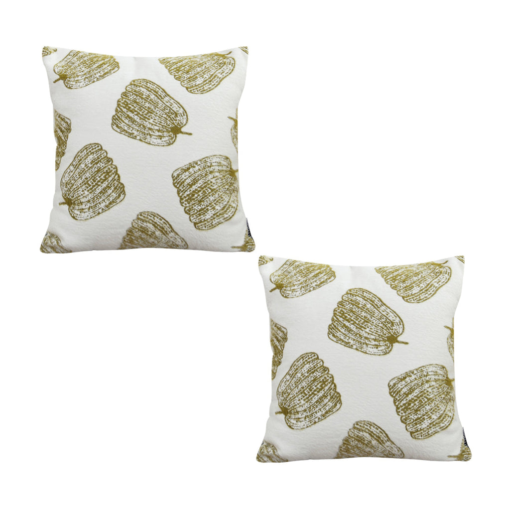 SOGA 2X 50cm Throw Pillow White with Olive Green Autumn Harvest Pumpkin Print Home Decor $ 137.90