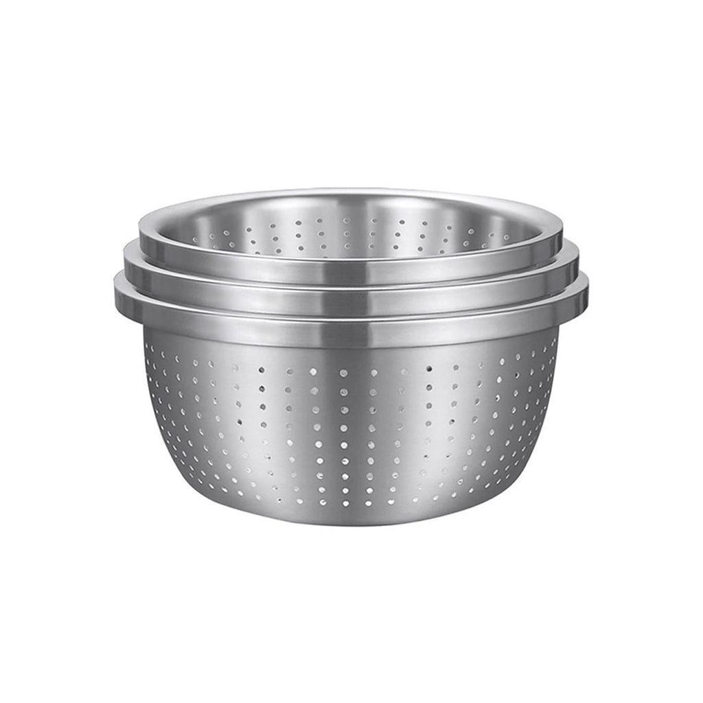 SOGA Stainless Steel Nesting Basin Colander Perforated Kitchen Sink Washing Bowl Metal Basket Strainer Set of 3 $ 68.90