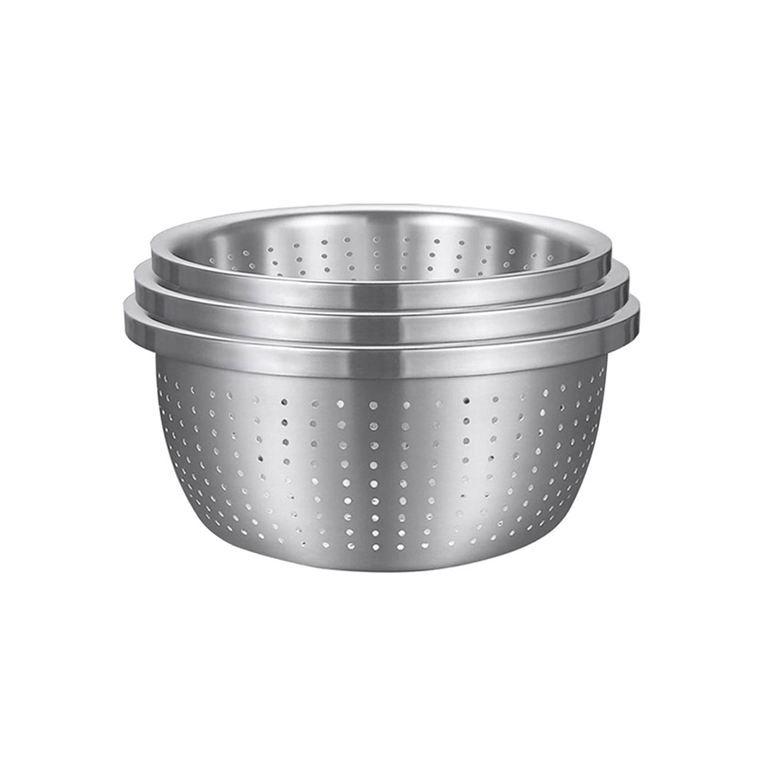 SOGA Stainless Steel Nesting Basin Colander Perforated Kitchen Sink Washing Bowl Metal Basket Strainer Set of 3 $ 68.90