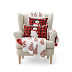 SOGA Christmas Bundle – Red Christmas Tree Fleece Throw & Red Snowman Holiday Pillows $ 200