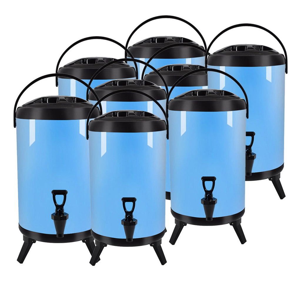 SOGA 8X 8L Stainless Steel Insulated Milk Tea Barrel Hot and Cold Beverage Dispenser Container with Faucet Blue $ 578.50
