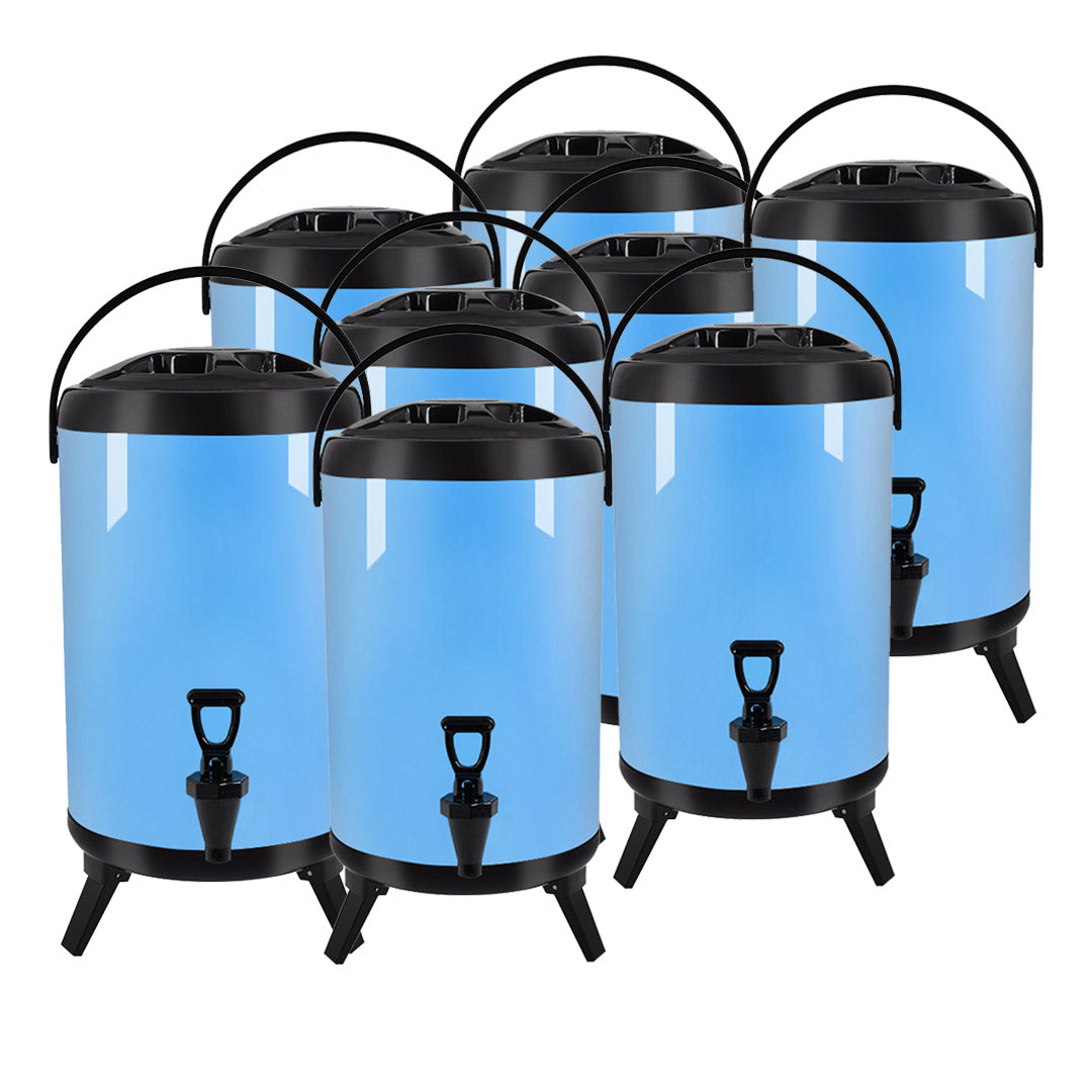 SOGA 8X 8L Stainless Steel Insulated Milk Tea Barrel Hot and Cold Beverage Dispenser Container with Faucet Blue $ 578.50