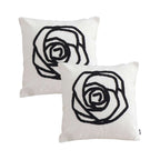 SOGA 2X Embroidered Cushion 45cm White Black Rose Flower Pattern Decorative Throw Pillow $ 129