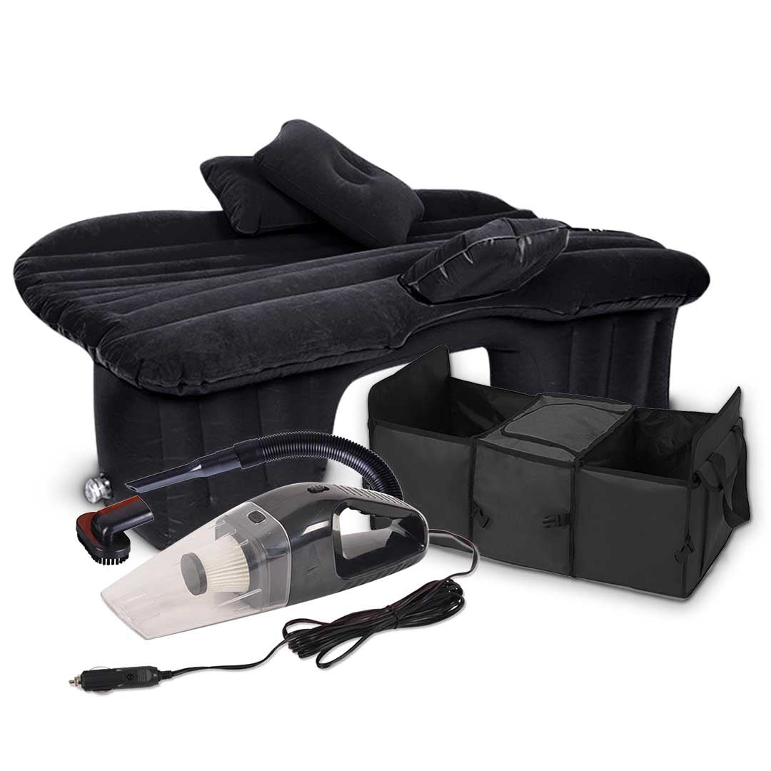 SOGA Portable Travel Camping Car Set Inflatable Air Bed Mattress Storage Organiser Handheld Vacuum Cleaner Black $ 122.50