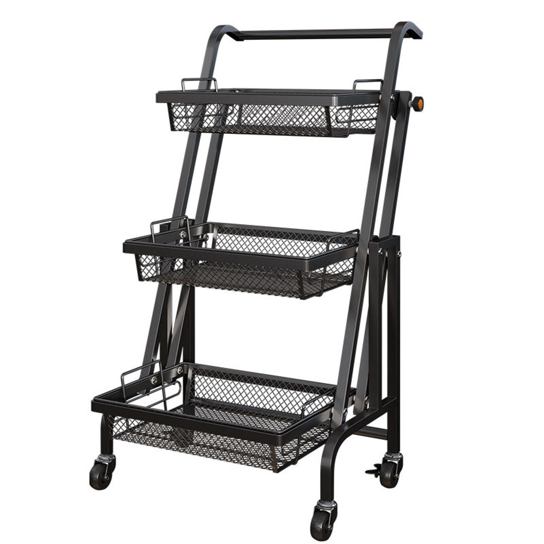 SOGA 3 Tier Steel Black Adjustable Kitchen Cart Multi-Functional Shelves Storage Organizer with Wheels $ 111.50