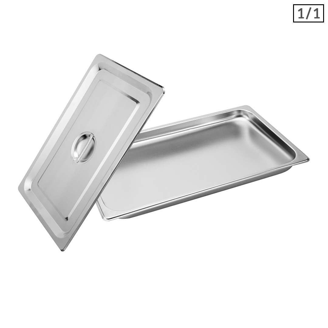 SOGA Gastronorm GN Pan Full Size 1/1 GN Pan 2cm Deep Stainless Steel Tray With Lid $ 44.50