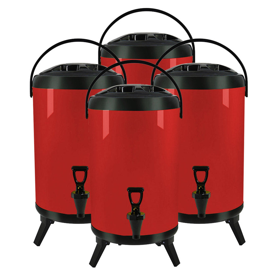 SOGA 4X 14L Stainless Steel Insulated Milk Tea Barrel Hot and Cold Beverage Dispenser Container with Faucet Red $ 379.90