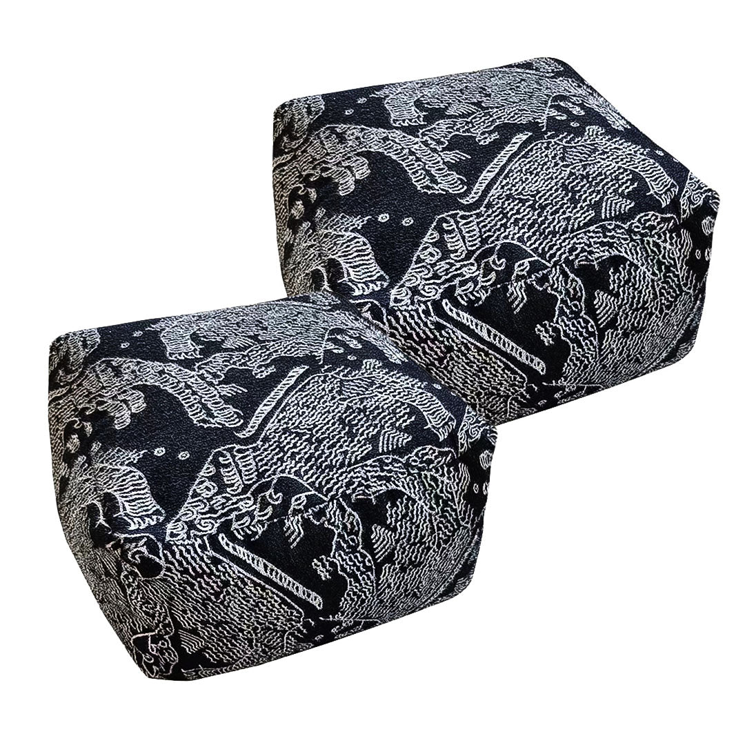 SOGA 2X 55x30cm Black Squared Soft Pouffe Seat Cushion Elegant Home Accent Décor Stylish Footstool $ 258.90
