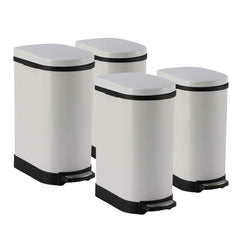 SOGA 4X Foot Pedal Stainless Steel Rubbish Recycling Garbage Waste Trash Bin U White 10L