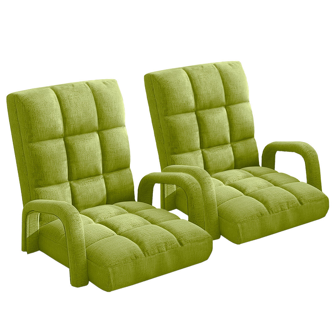 SOGA 2X Foldable Lounge Cushion Adjustable Floor Lazy Recliner Chair with Armrest Yellow Green $ 409.50