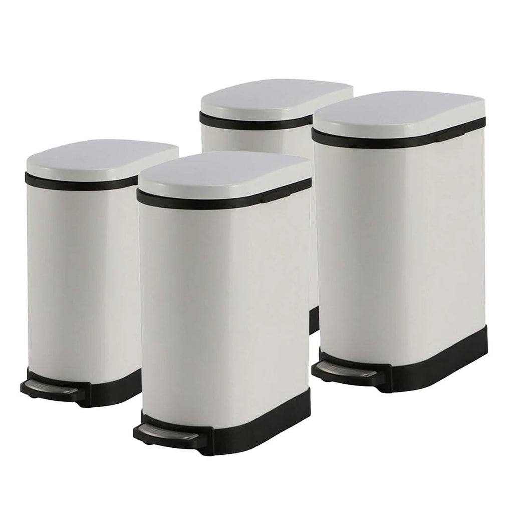 SOGA 4X Foot Pedal Stainless Steel Rubbish Recycling Garbage Waste Trash Bin U White 10L