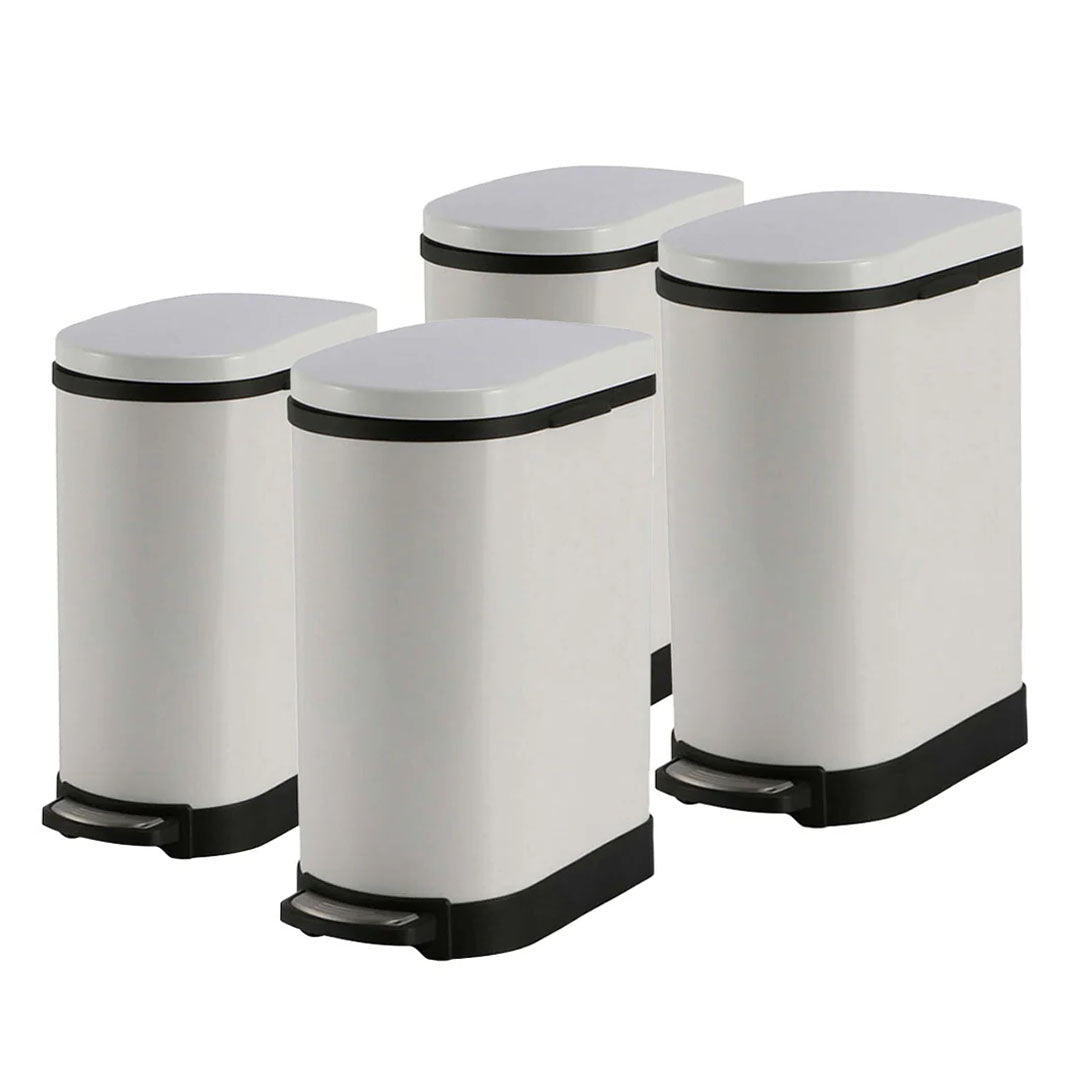 SOGA 4X Foot Pedal Stainless Steel Rubbish Recycling Garbage Waste Trash Bin U White 10L