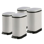 SOGA 4X Foot Pedal Stainless Steel Rubbish Recycling Garbage Waste Trash Bin U White 10L