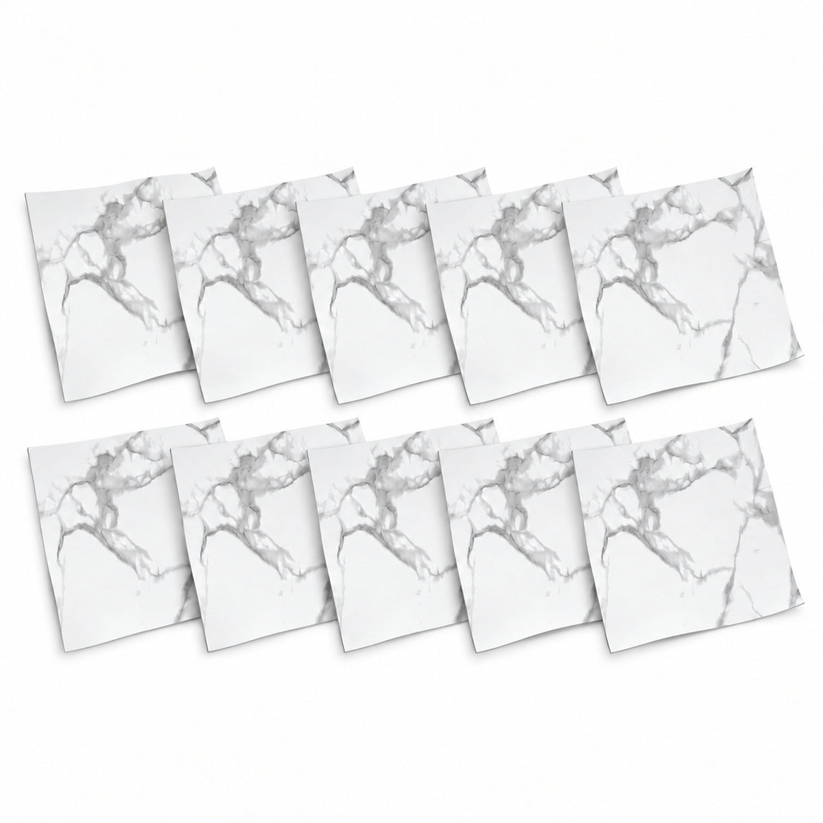 SOGA Peel & Stick Floor and Wall Tiles 30 x 30cm 10 Pack White Grey Faux Marble