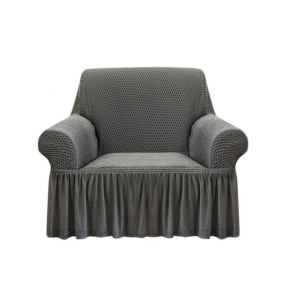 SOGA 1-Seater Grey Sofa Cover with Ruffled Skirt Couch Protector High Stretch Lounge Slipcover Home Decor $ 72.50