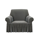 SOGA 1-Seater Grey Sofa Cover with Ruffled Skirt Couch Protector High Stretch Lounge Slipcover Home Decor $ 72.50