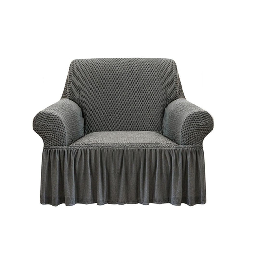 SOGA 1-Seater Grey Sofa Cover with Ruffled Skirt Couch Protector High Stretch Lounge Slipcover Home Decor $ 72.50