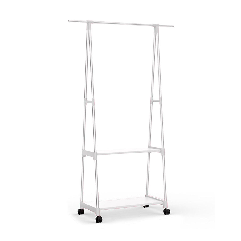 SOGA 2-in-1 Organiser Clothes Shoe Rack Space-Saving Triangular Storage with Wheels White $ 66.90