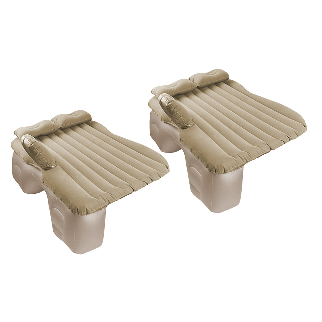 SOGA 2X Beige Stripe Inflatable Car Mattress Portable Camping Rest Air Bed Travel Compact Sleeping Kit Essentials $ 140.50
