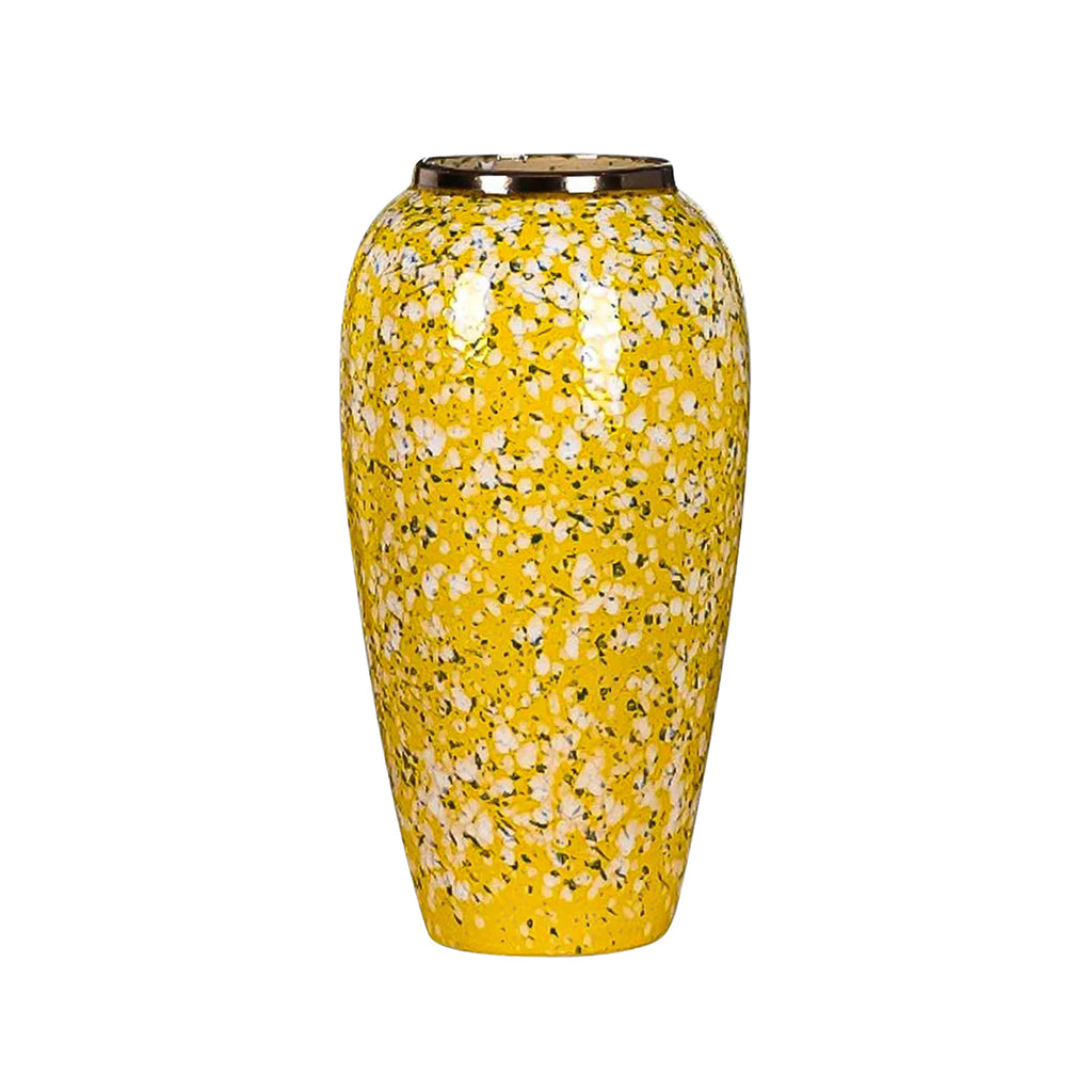 SOGA 35x17cm Yellow with White Mini Floral Large Ceramic Flower Vase Elegant Living Room Home Decor