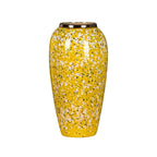 SOGA 35x17cm Yellow with White Mini Floral Large Ceramic Flower Vase Elegant Living Room Home Decor