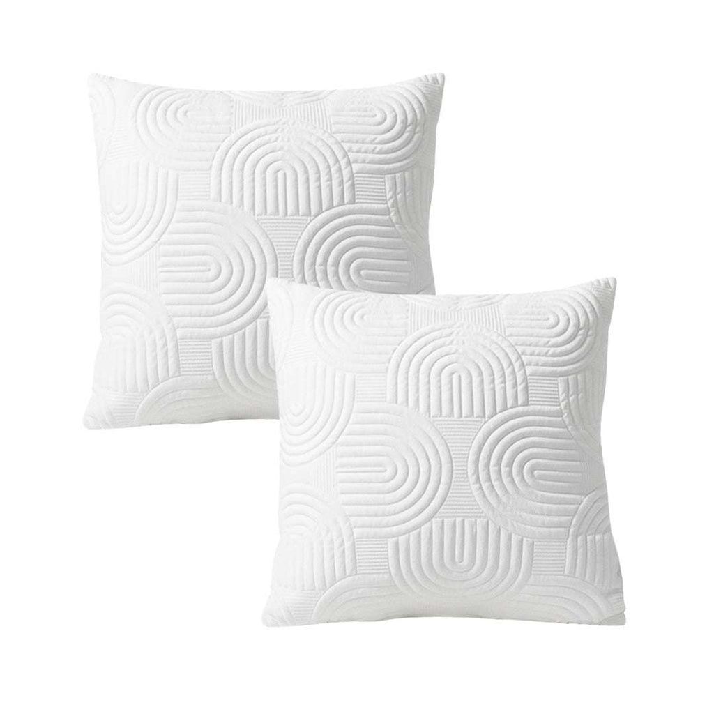 SOGA 2X 50cm White Textured Geometric Pattern Decorative Throw Pillow $ 119