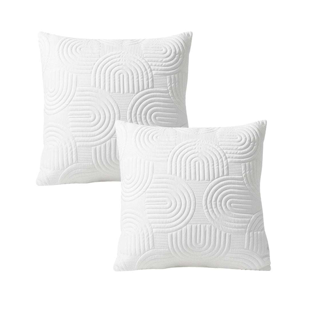 SOGA 2X 50cm White Textured Geometric Pattern Decorative Throw Pillow $ 119