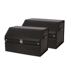 SOGA 2X 56cm Leather Car Boot Collapsible Foldable Trunk Cargo Organizer Portable Storage Box with Lock Black $ 151.50