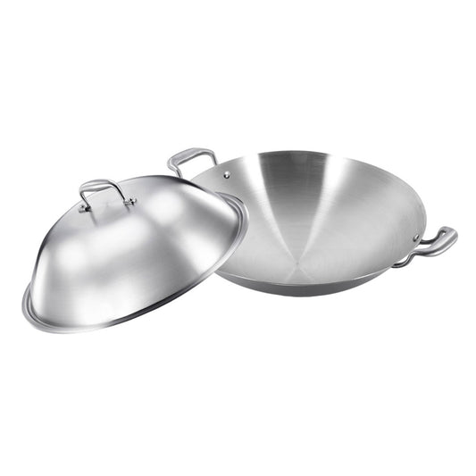SOGA 3-Ply 38cm Stainless Steel Double Handle Wok Frying Fry Pan Skillet with Lid $ 211.50