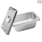 SOGA 2X Gastronorm GN Pan Full Size 1/3 GN Pan 6.5 cm Deep Stainless Steel Tray with Lid $ 77.90