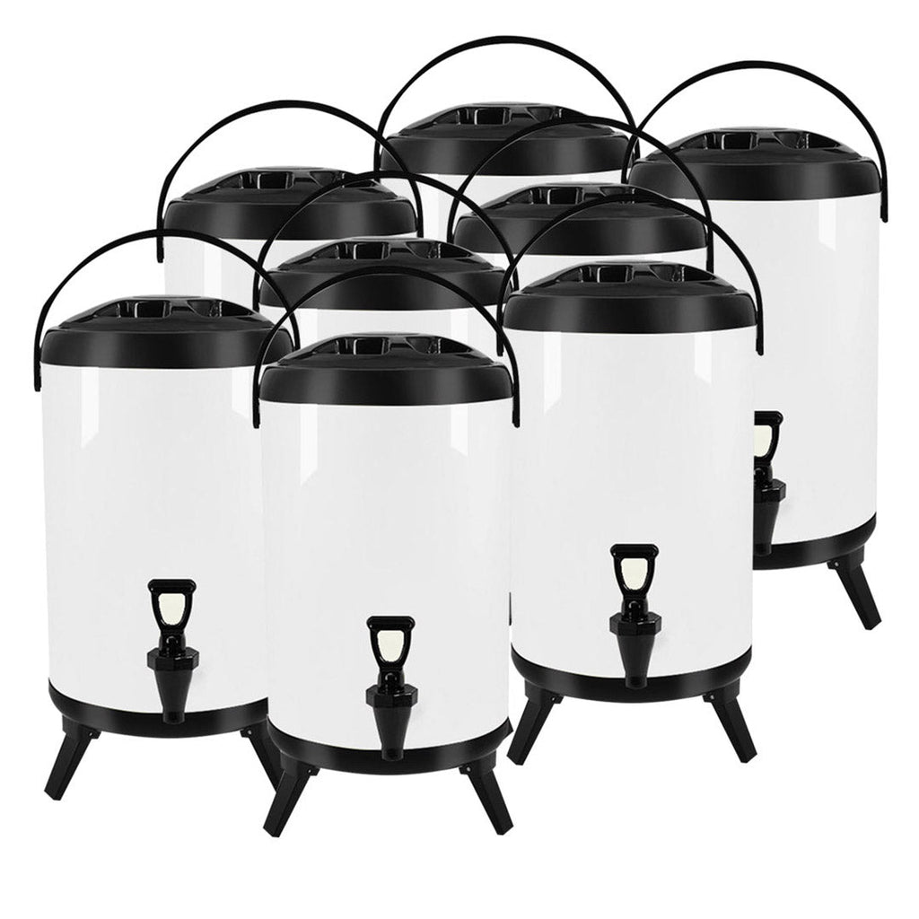 SOGA 8X 16L Stainless Steel Insulated Milk Tea Barrel Hot and Cold Beverage Dispenser Container with Faucet White $ 785.50