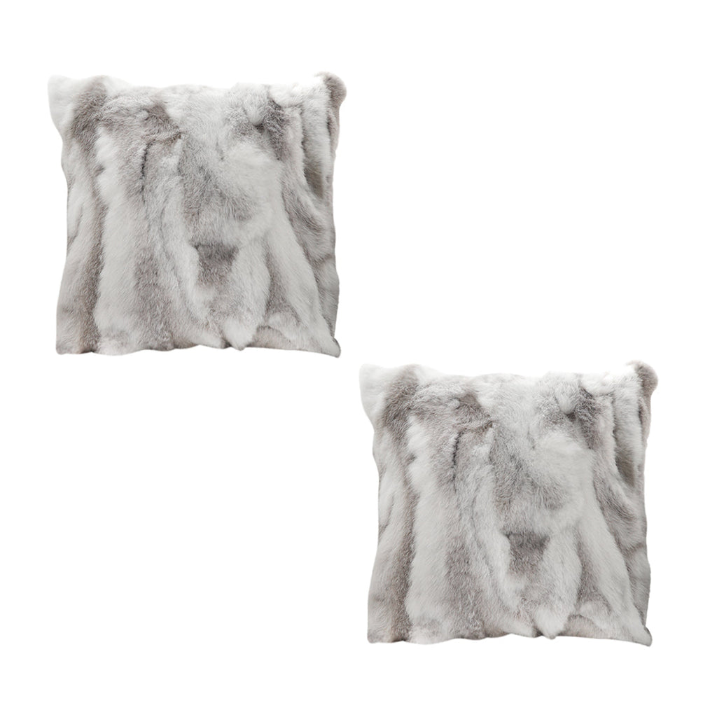SOGA 2X 45cm Throw Pillow Floral Gray Rabbit Fur Square Warm Cozy Decorative Cushion Home Decor $ 172.90