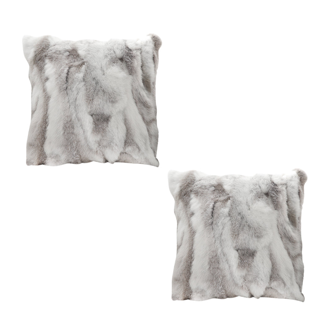 SOGA 2X 45cm Throw Pillow Floral Gray Rabbit Fur Square Warm Cozy Decorative Cushion Home Decor $ 172.90
