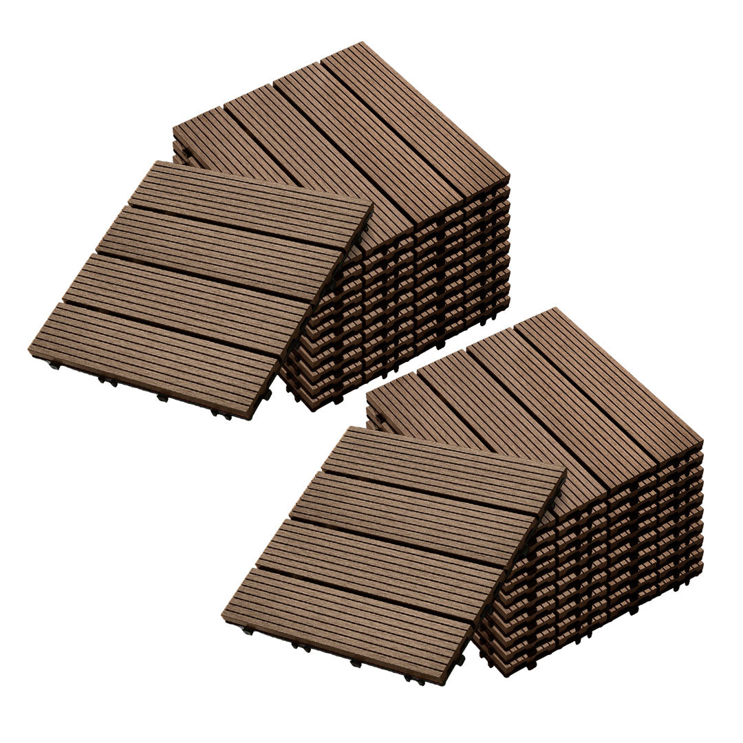 SOGA 2X 11 pcs Dark Chocolate DIY Wooden Composite Decking Tiles Garden Outdoor Backyard Flooring Home Decor $ 215.50