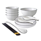 SOGA White Japanese Style Ceramic Dinnerware Crockery Soup Bowl Plate Server Kitchen Home Decor Set of 7 $ 79.90