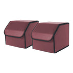 SOGA 2X Leather Car Boot Collapsible Foldable Trunk Cargo Organizer Portable Storage Box Red Small $ 71.50