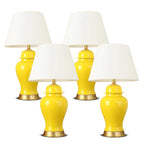 SOGA 4X Oval Ceramic Table Lamp with Gold Metal Base Desk Lamp Yellow $ 810.90