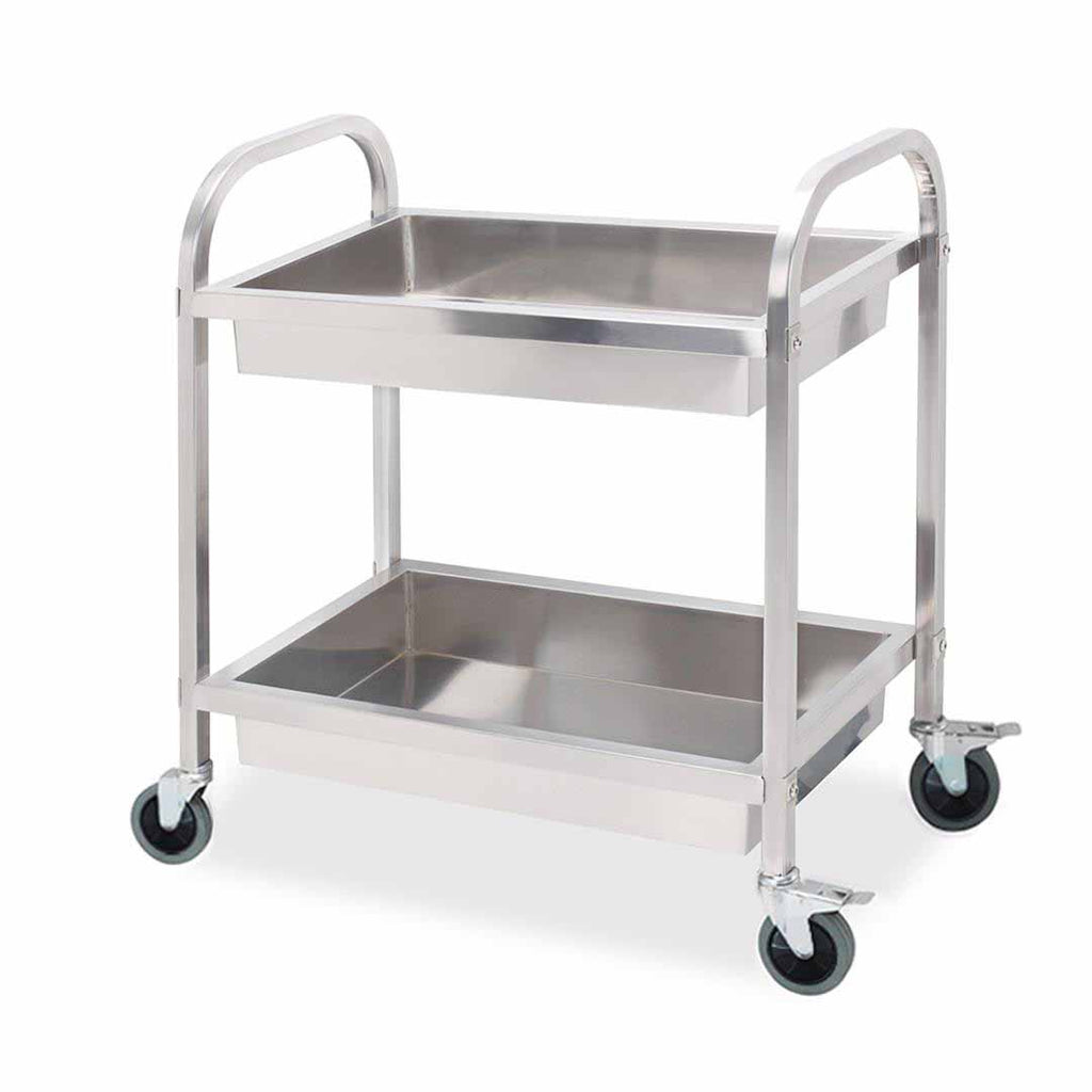 SOGA 2 Tier Stainless Steel Kitchen Trolley Bowl Collect Service Food Cart 85x45x90cm Medium $ 236.90