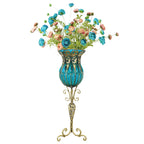 SOGA 85cm Blue Glass Tall Floor Vase and 12pcs Blue Artificial Fake Flower Set $ 511.50