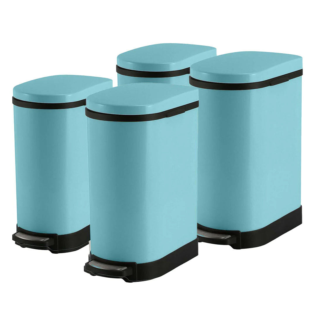 SOGA 4X Foot Pedal Stainless Steel Rubbish Recycling Garbage Waste Trash Bin U Blue 10L