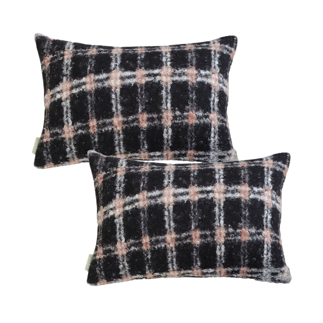 SOGA 2X 35cm Modern Plaid Pattern Blush Pink Gray Decorative Throw Pillow $ 114.50