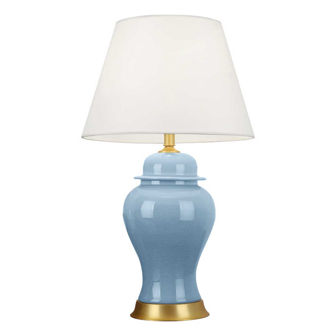 SOGA Oval Ceramic Table Lamp with Gold Metal Base Desk Lamp Blue $ 211.50