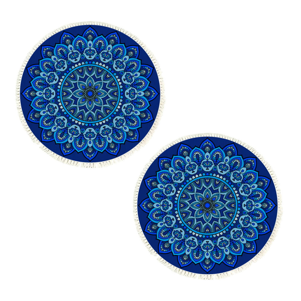 SOGA 2X 90cm Blue Mandala Round Carpet for Living Room Bedroom Anti-slip Doormat, Home Decor $ 107.90