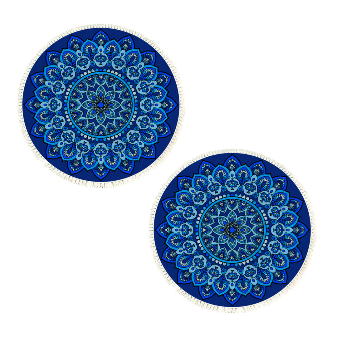 SOGA 2X 90cm Blue Mandala Round Carpet for Living Room Bedroom Anti-slip Doormat, Home Decor $ 107.90