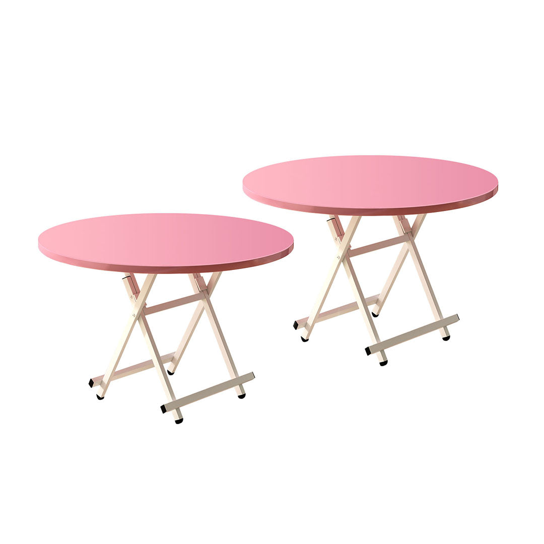 SOGA 2X Pink Dining Table Portable Round Surface Space Saving Folding Desk Home Decor $ 161.90