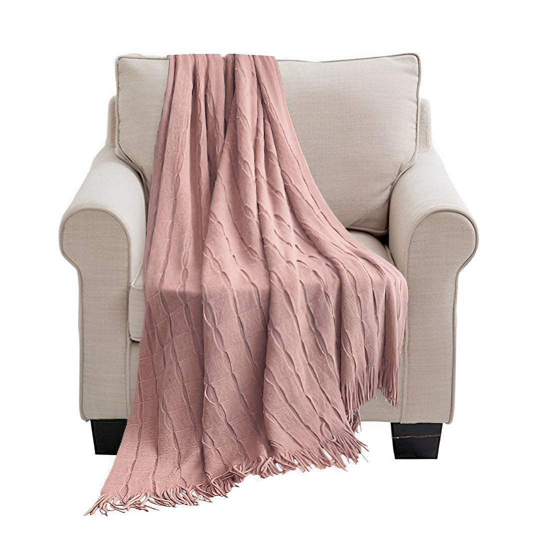 SOGA Pink Textured Knitted Throw Blanket Warm Cozy Woven Cover Couch Bed Sofa Home Decor with Tassels $ 73.50