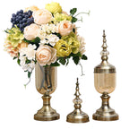 SOGA 2x Clear Glass Flower Vase with Lid and White Flower Filler Vase Bronze Set $ 177.90