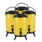 SOGA 4X 16L Stainless Steel Insulated Milk Tea Barrel Hot and Cold Beverage Dispenser Container with Faucet Yellow